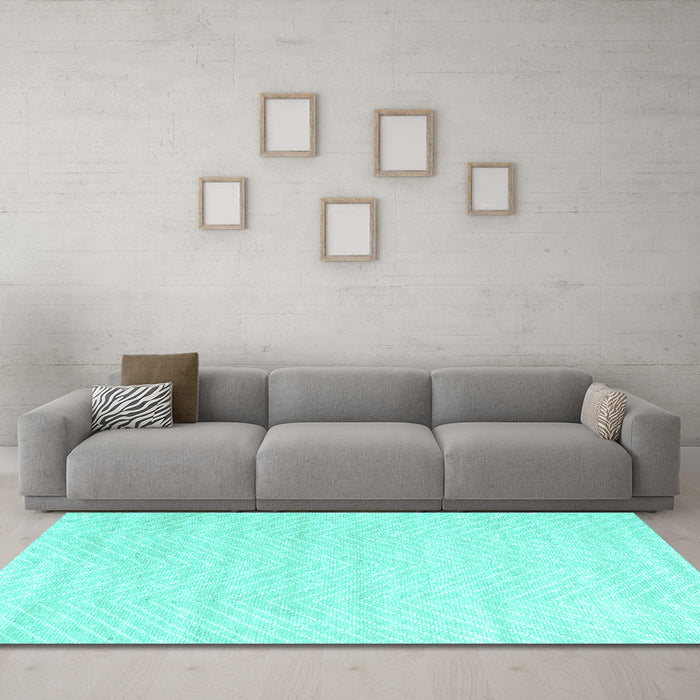 Machine Washable Solid Turquoise Modern Area Rugs in a Living Room,, wshcon2559turq