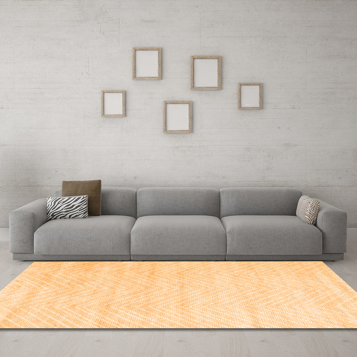 Machine Washable Solid Orange Modern Area Rugs in a Living Room, wshcon2559org