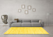 Machine Washable Solid Yellow Modern Rug in a Living Room, wshcon2559yw