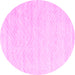 Round Machine Washable Solid Pink Modern Rug, wshcon2559pnk