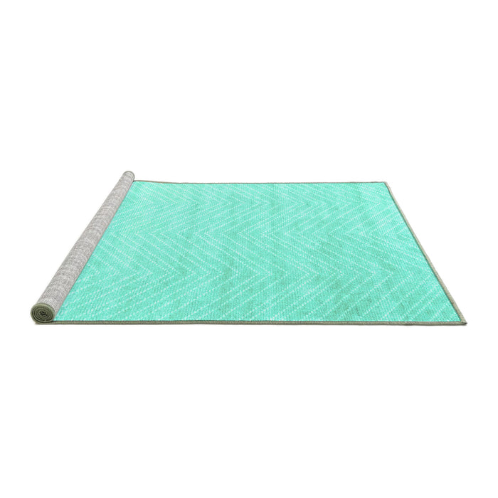 Sideview of Machine Washable Solid Turquoise Modern Area Rugs, wshcon2559turq