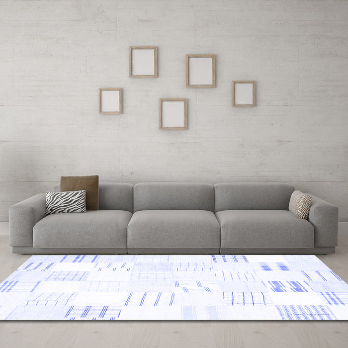 Machine Washable Solid Blue Modern Rug in a Living Room, wshcon255blu