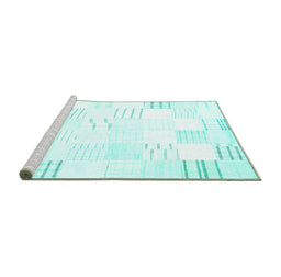 Sideview of Machine Washable Solid Turquoise Modern Area Rugs, wshcon255turq