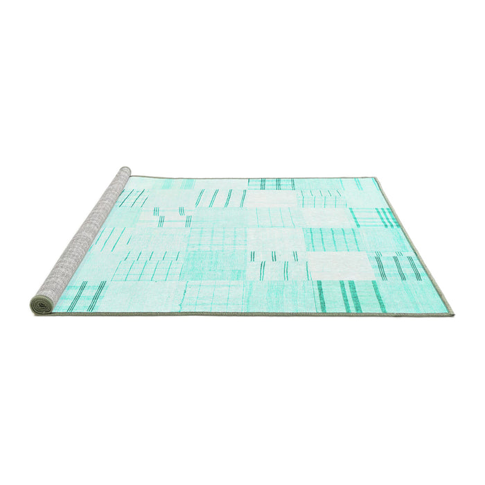 Sideview of Machine Washable Solid Turquoise Modern Area Rugs, wshcon255turq