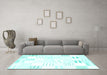 Machine Washable Solid Turquoise Modern Area Rugs in a Living Room,, wshcon255turq