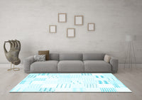 Machine Washable Solid Light Blue Modern Rug, wshcon255lblu