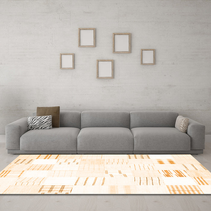 Machine Washable Solid Orange Modern Area Rugs in a Living Room, wshcon255org