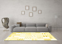 Machine Washable Solid Yellow Modern Rug, wshcon255yw