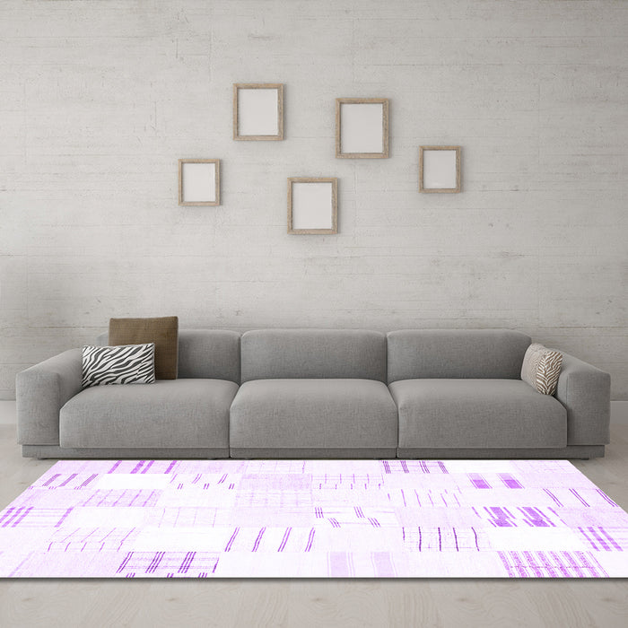 Machine Washable Solid Purple Modern Area Rugs in a Living Room, wshcon255pur