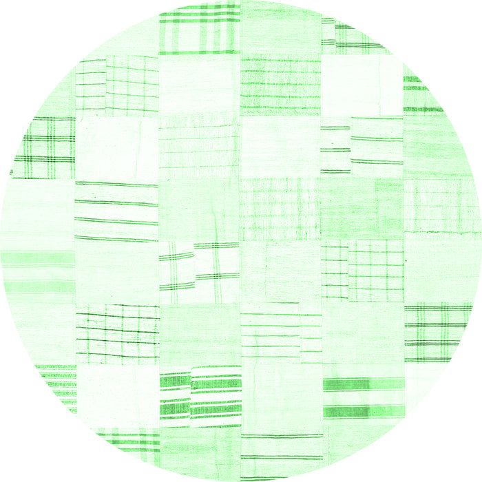 Round Machine Washable Solid Emerald Green Modern Area Rugs, wshcon255emgrn