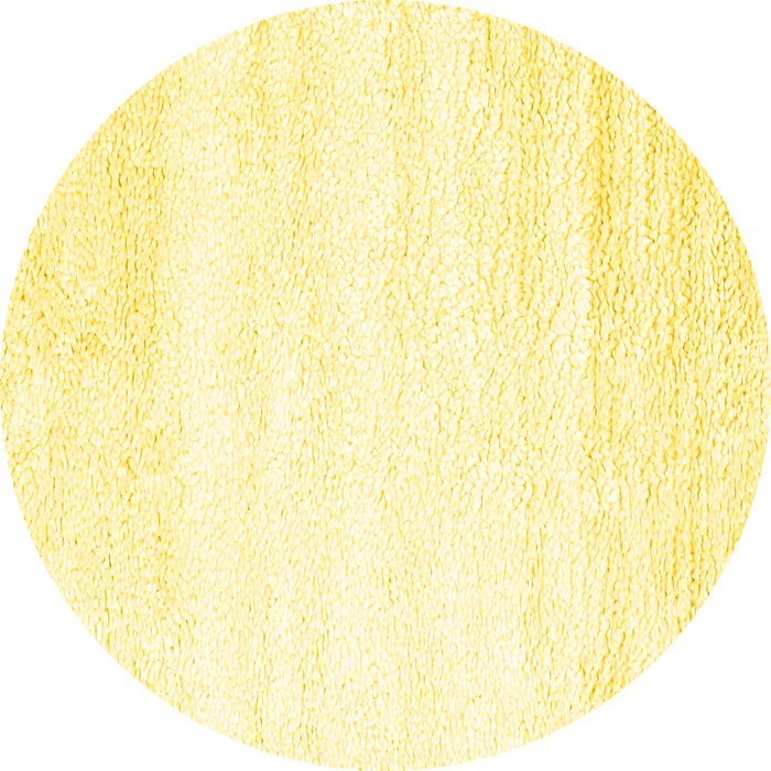 Round Machine Washable Solid Yellow Modern Rug, wshcon2560yw