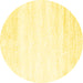 Round Machine Washable Solid Yellow Modern Rug, wshcon2560yw