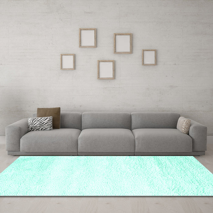 Machine Washable Solid Turquoise Modern Area Rugs in a Living Room,, wshcon2560turq
