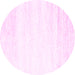 Round Machine Washable Solid Pink Modern Rug, wshcon2560pnk