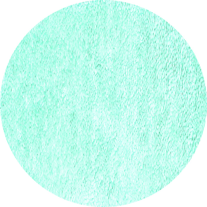 Round Machine Washable Solid Turquoise Modern Area Rugs, wshcon2561turq