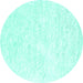 Round Machine Washable Solid Turquoise Modern Area Rugs, wshcon2561turq