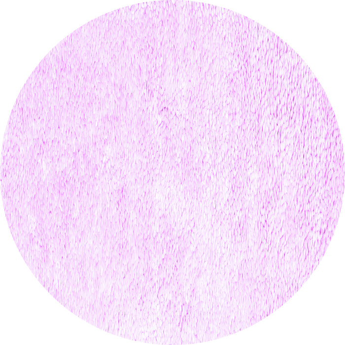 Round Machine Washable Solid Purple Modern Area Rugs, wshcon2561pur