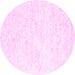 Round Machine Washable Solid Pink Modern Rug, wshcon2561pnk