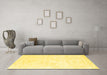 Machine Washable Solid Yellow Modern Rug in a Living Room, wshcon2561yw