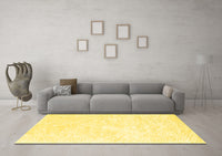 Machine Washable Solid Yellow Modern Rug, wshcon2561yw