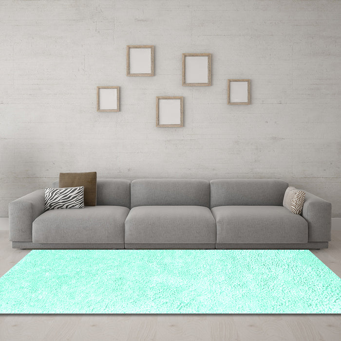 Machine Washable Solid Turquoise Modern Area Rugs in a Living Room,, wshcon2561turq