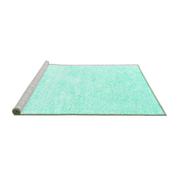 Sideview of Machine Washable Solid Turquoise Modern Area Rugs, wshcon2561turq
