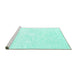 Sideview of Machine Washable Solid Turquoise Modern Area Rugs, wshcon2561turq