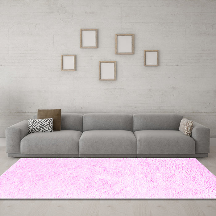 Machine Washable Solid Pink Modern Rug in a Living Room, wshcon2561pnk