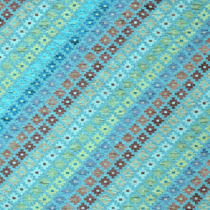 Machine Washable Southwestern Light Blue Country Rug, wshcon2562lblu