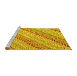Sideview of Machine Washable Southwestern Yellow Country Rug, wshcon2562yw
