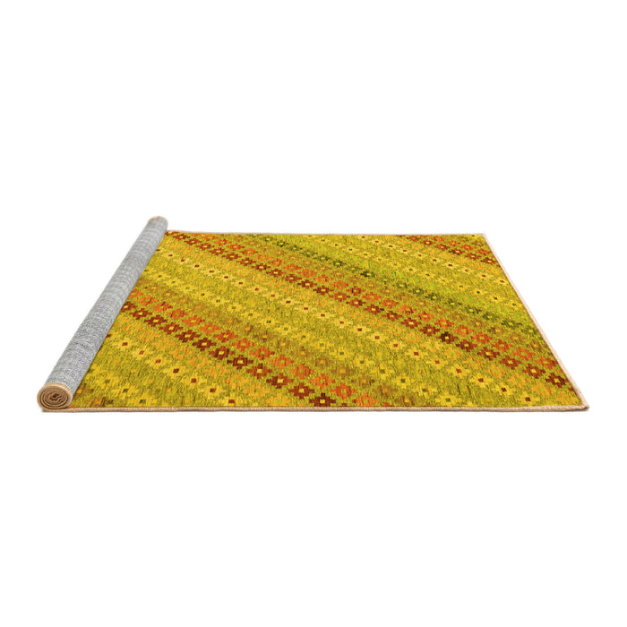 Sideview of Machine Washable Southwestern Yellow Country Rug, wshcon2562yw