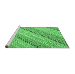 Sideview of Machine Washable Southwestern Emerald Green Country Area Rugs, wshcon2562emgrn