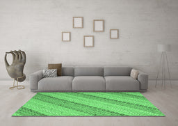 Machine Washable Southwestern Emerald Green Country Area Rugs in a Living Room,, wshcon2562emgrn