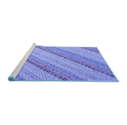 Sideview of Machine Washable Southwestern Blue Country Rug, wshcon2562blu