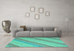 Machine Washable Southwestern Turquoise Country Area Rugs in a Living Room,, wshcon2562turq