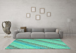 Machine Washable Southwestern Turquoise Country Area Rugs in a Living Room,, wshcon2562turq