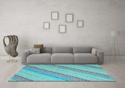 Machine Washable Southwestern Light Blue Country Rug in a Living Room, wshcon2562lblu