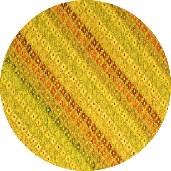 Round Southwestern Yellow Country Rug, con2562yw