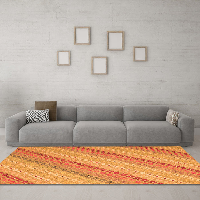Machine Washable Southwestern Orange Country Area Rugs in a Living Room, wshcon2562org