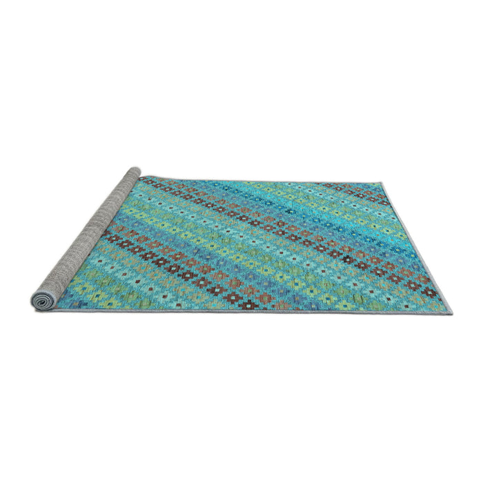 Sideview of Machine Washable Southwestern Light Blue Country Rug, wshcon2562lblu