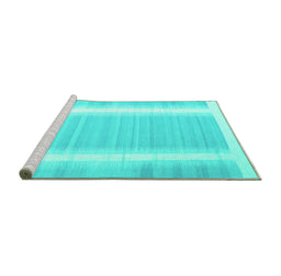 Sideview of Machine Washable Abstract Turquoise Contemporary Area Rugs, wshcon2563turq