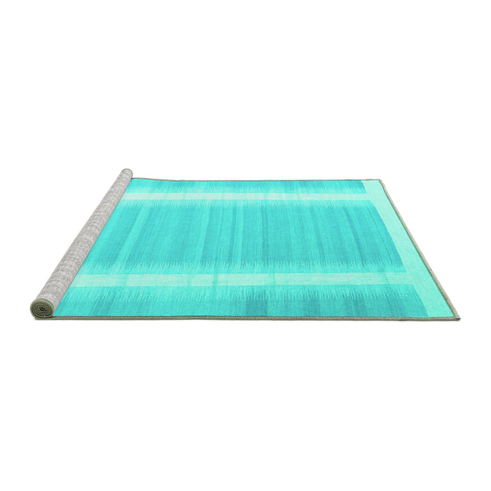 Sideview of Machine Washable Abstract Turquoise Contemporary Area Rugs, wshcon2563turq