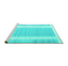 Sideview of Machine Washable Abstract Turquoise Contemporary Area Rugs, wshcon2563turq