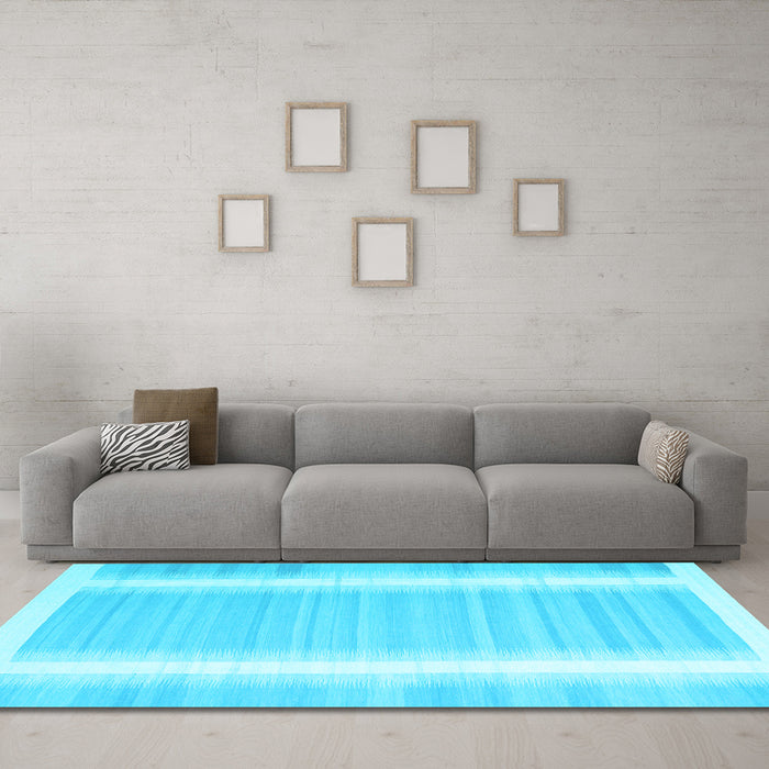 Machine Washable Abstract Light Blue Contemporary Rug in a Living Room, wshcon2563lblu