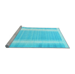 Sideview of Machine Washable Abstract Light Blue Contemporary Rug, wshcon2563lblu