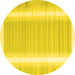 Round Abstract Yellow Contemporary Rug, con2563yw