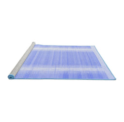 Sideview of Machine Washable Abstract Blue Contemporary Rug, wshcon2563blu