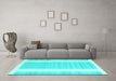 Machine Washable Abstract Turquoise Contemporary Area Rugs in a Living Room,, wshcon2563turq