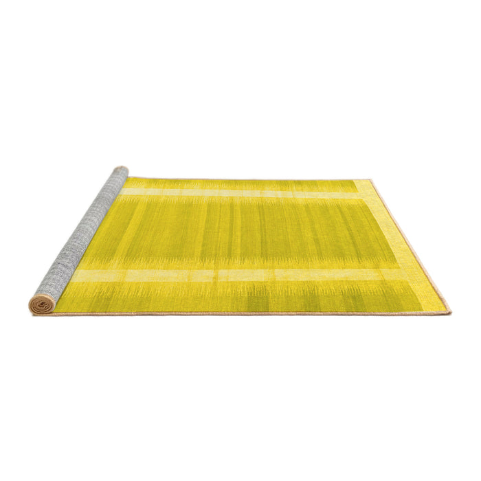 Sideview of Machine Washable Abstract Yellow Contemporary Rug, wshcon2563yw