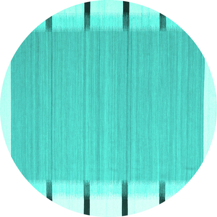 Round Abstract Turquoise Contemporary Rug, con2564turq